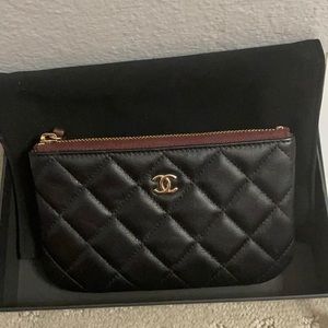 Chanel Quilted Small Cosmetic O Ring Case Black